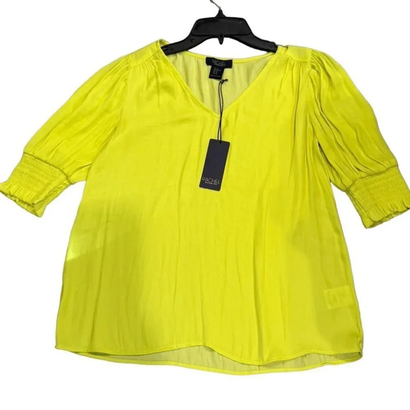 Chartreuse Rachel Roy silkie top NWT Summer beauty XS - Picture 1 of 6